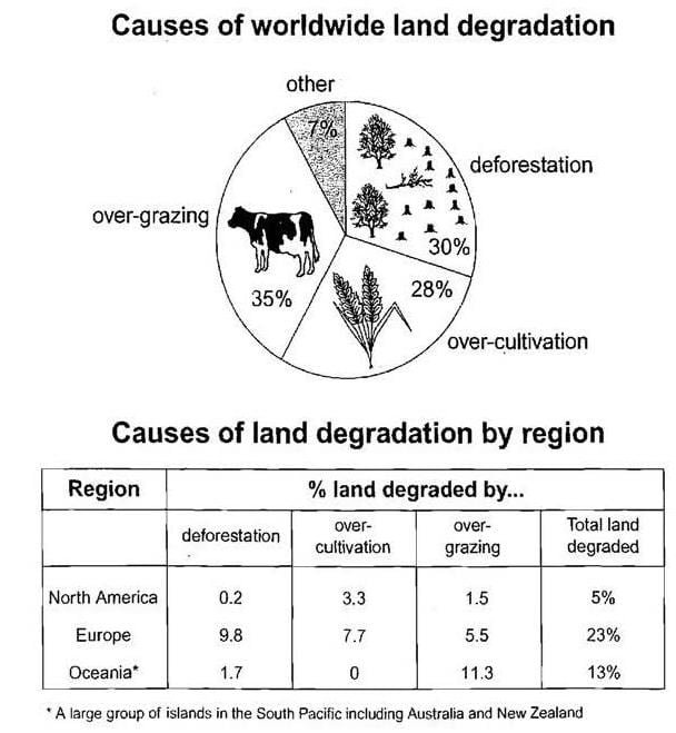 IELTS Academic Writing Task 1 Model Answer - Causes of Worldwide Land Degradation